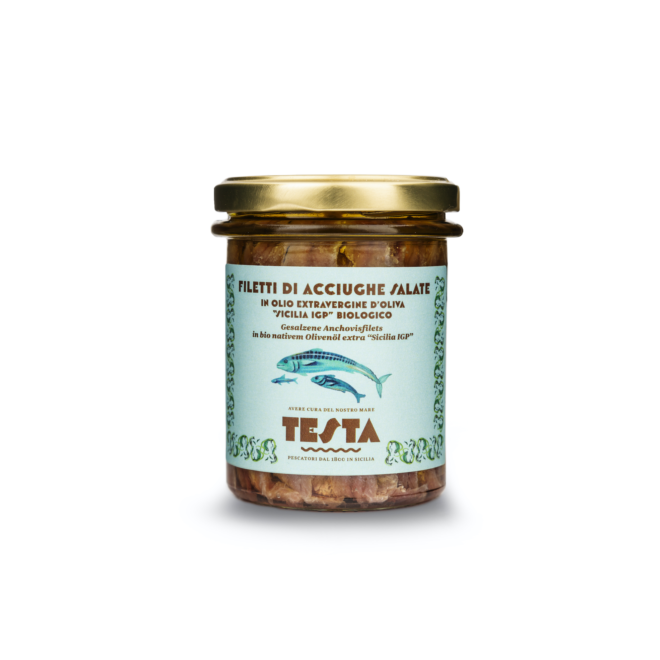 Gesalzene Sardellen in nativem Olivenöl extra g.g.A. - Testa Conserve -  Italienische Speisen und Weine - Exzellenzen und Raritäten